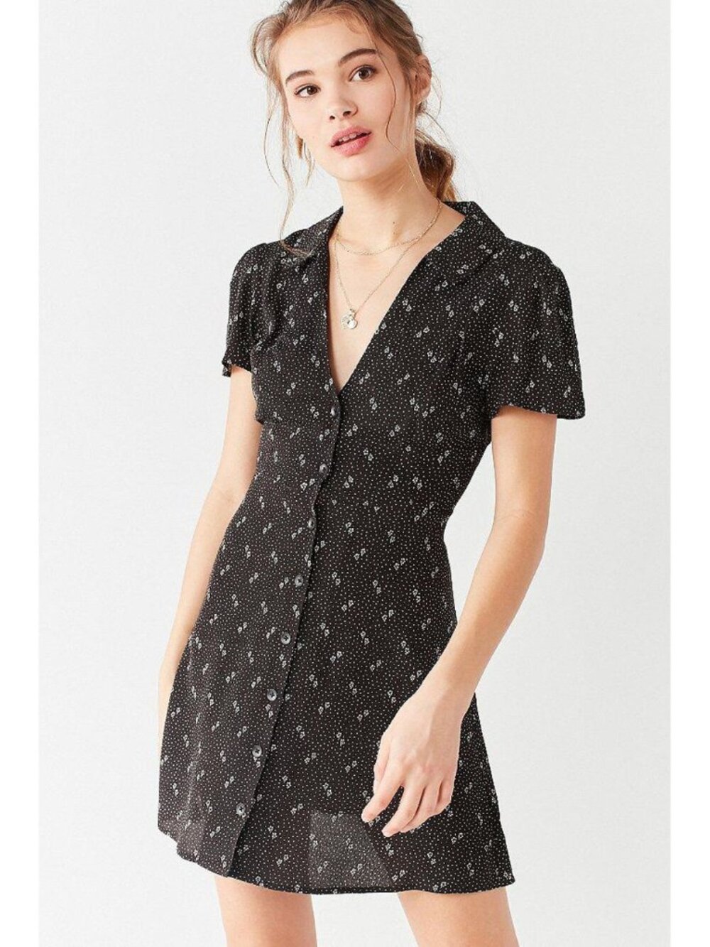 Urban Outfitters Mallory 90s Style Mini Floral Grunge Dress Small